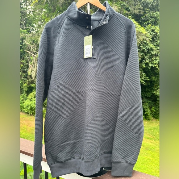 Goodfellow & Co Men's Quilted Snap Pullover Sweatshirt Dark Gray Size Large, NWT - Picture 4 of 8